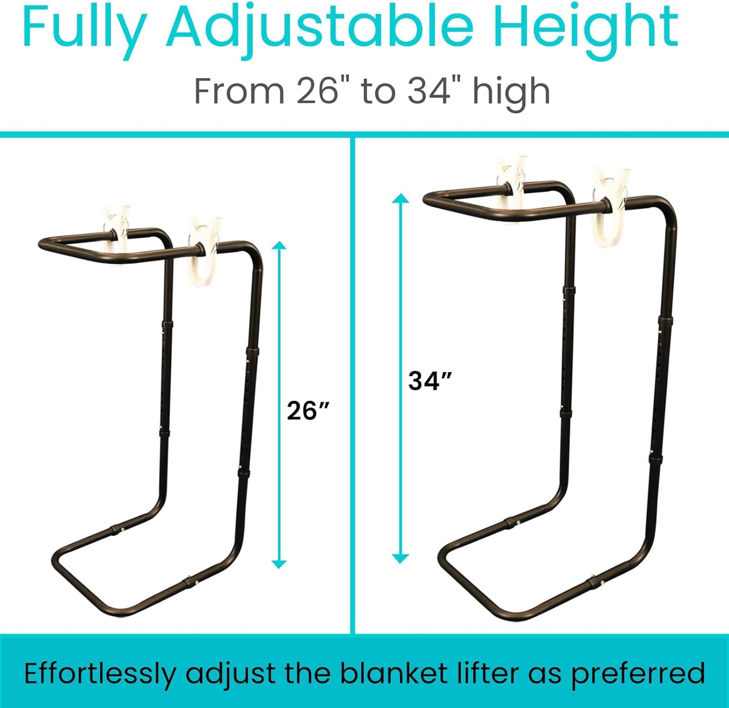 Vive Blanket Lifter for Feet 26"-34" - Adjustable Bed Foot Protector - Bed | Cradle for Feet - Lift Bar for Sheet Support - Great for Foot, Ankle, Leg, Knee, Toes, Chronic Pain, Neuropathy and Arthritis