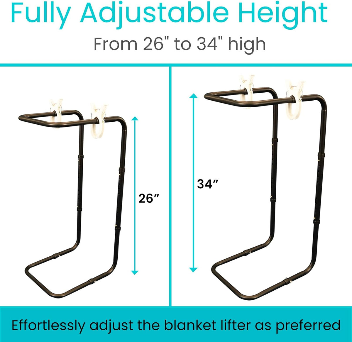 Vive Blanket Lifter for Feet 26"-34" - Adjustable Bed Foot Protector - Bed