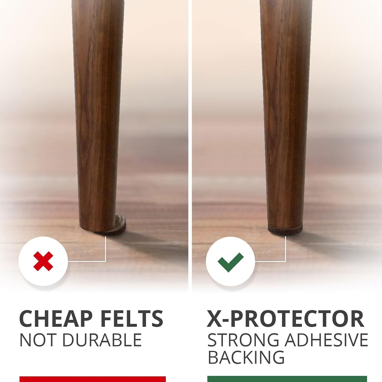 X-Protector Felt Furniture Pads - 20 PCS 6 x 1/2" - Premium Felt Strips | with Adhesive Backing - Rectangular Furniture Pads for Hardwood Floors - Cut Furniture Felt Pads to Size You Need! (Beige)