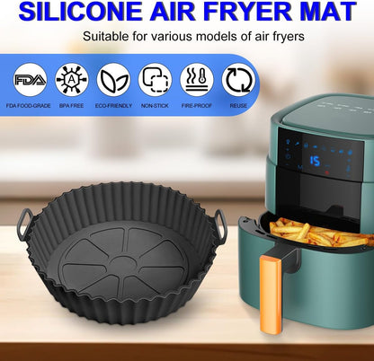 2 Pack 8 Inch Air Fryer Silicone Liners Pot,Air Fryer Basket Liners, Silicone Baking Tray Pots for 3 to 5 Qt for Air fryer Oven Reusable Baking Tray Oven Accessories (Gray)
