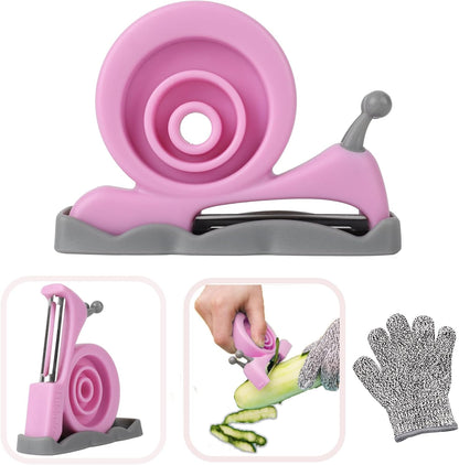 Kibbidea Vegetable Peeler, Kids Potato Fruit Peeler for Kitchen | Protective Cover, Cut-proof Glove, Kids Cooking Tools, Cute Kitchen Accessories