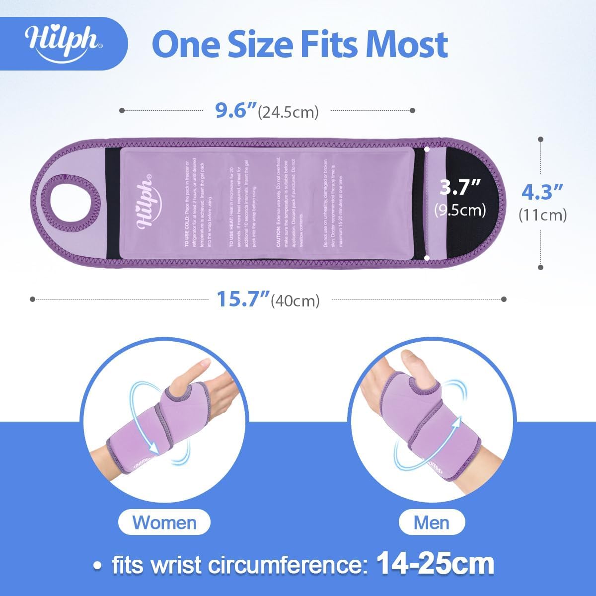 Hilph Wrist Ice Pack Wrap, Carpal Tunnel Relief Wrist Brace with Gel Pack