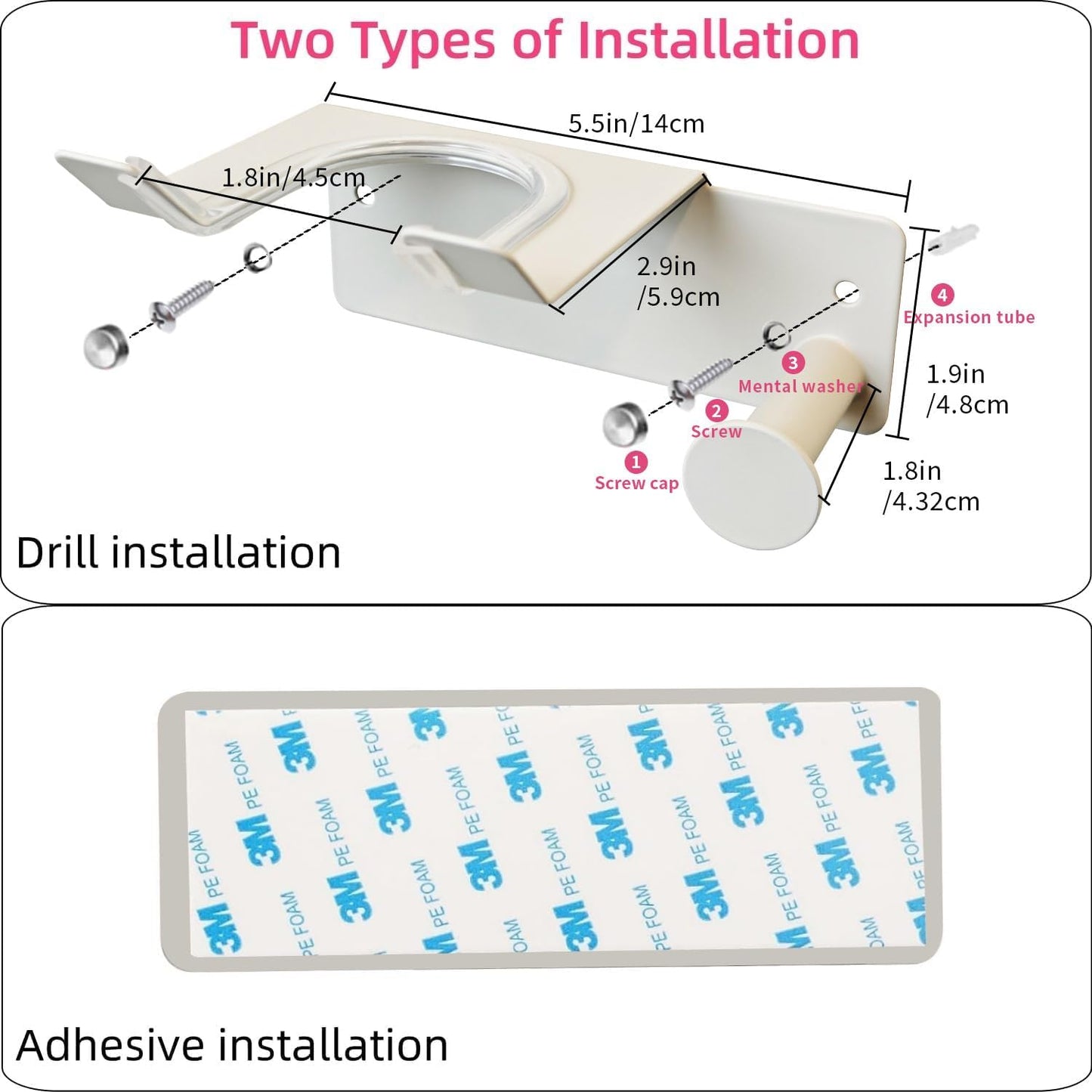 Hair Dryer Holder Wall Mounted, Stainless Steel Blow Dryer Holder for Bathroom, Hair Dryer and Straightener Holder Adhesive or Drilling, Hair Tool Organizer for Salon Barber Shops Banjekt