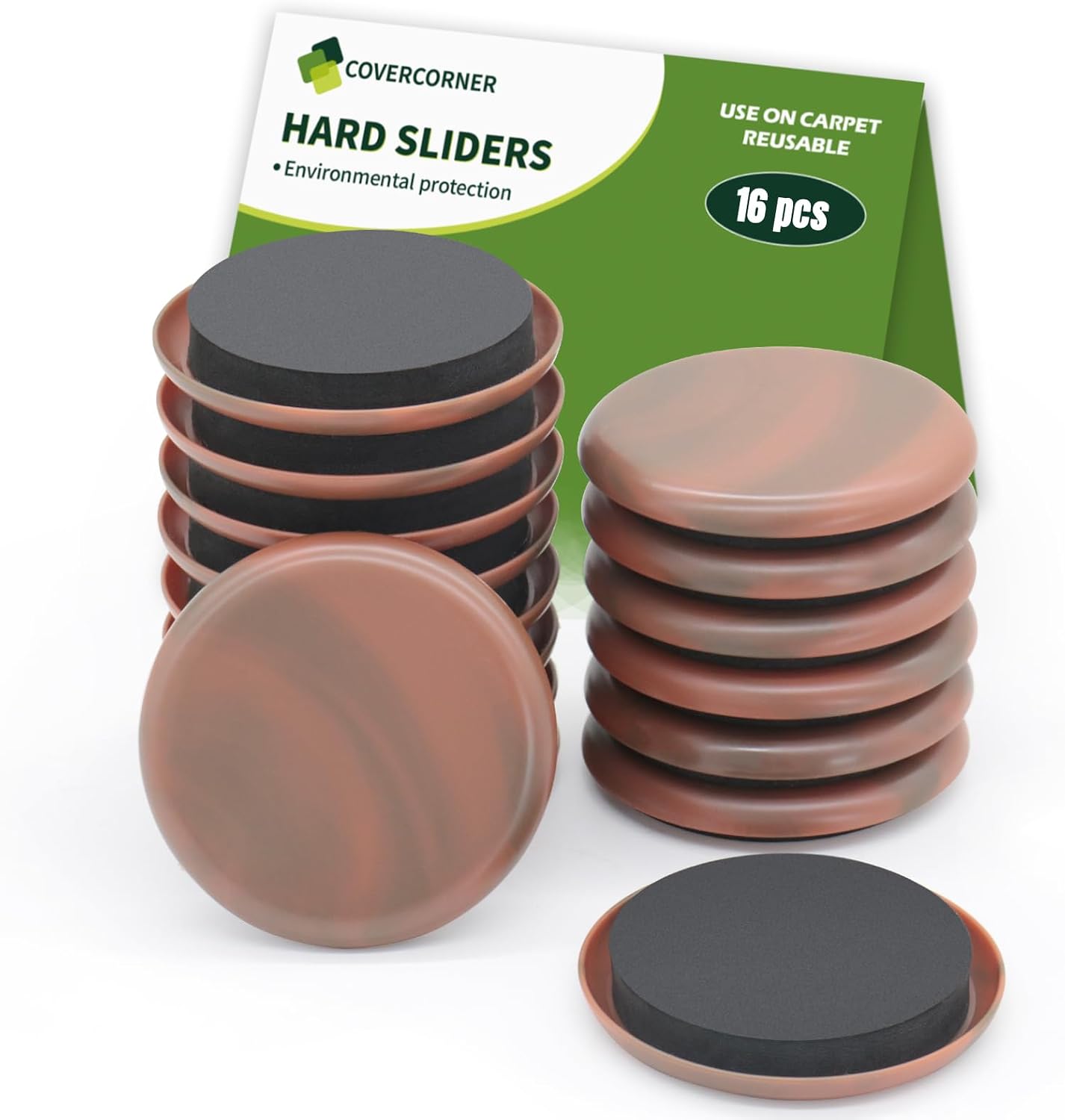 Furniture Sliders for Carpet 8 PCS - 3 1/2" Beige | Furniture Moving Sliders, Chair Leg Floor Protectors, Carpet Sliders for Furniture - Move Your Furniture Easily & Safely