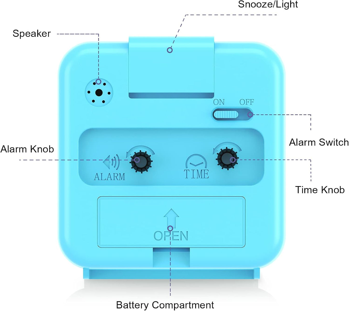 Analog Alarm Clock, Bedside Clocks Battery Powered, Silent Non Ticking Travel Clock with Night Light, Snooze, Easy Set, Clock for Heavy Sleepers Kids Elder Travel Bedroom Office, Pink