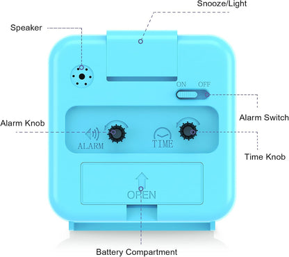 Analog Alarm Clock, Bedside Clocks Battery Powered, Silent Non Ticking Travel Clock with Night Light, Snooze, Easy Set, Clock for Heavy Sleepers Kids Elder Travel Bedroom Office, Pink