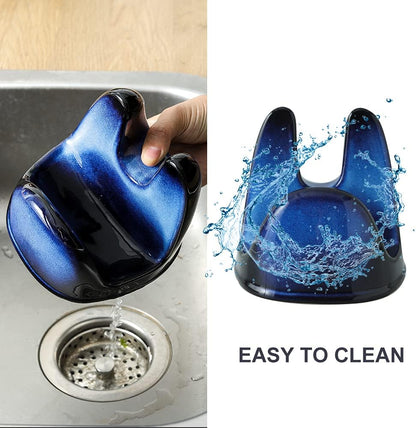 Nihow Ceramic Pot Lid Holder While Cooking for Kitchen Counter/Stove Top | Blue,Stable, Dishwasher Safe, Keep Counter Top Tidy and Clean,Water Proof,Saving Space,Heat Resistant