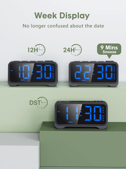 Vibrating Alarm Clock for Heavy Sleepers, 3-Level Bed Shaker, Dual Alarms