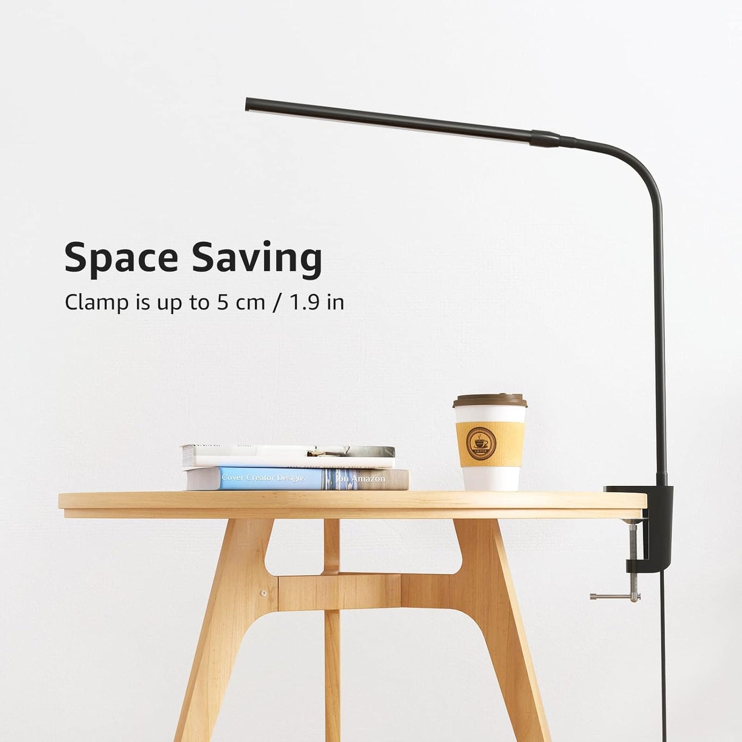 Lepro Small Desk Lamp with Clamp, LED Reading Lamps, 460LM, 5W, White | 3 Color Modes 10 Brightness, Dimmable USB Clip on Desk Light with Gooseneck Swing Arm for Nail, Home Office and Dorm