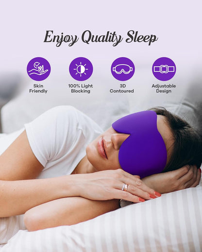 Sleep Mask for Side Sleepers, 3D Contoured Eye Mask for Sleeping, Soft Memory Foam Eye Cover with Adjustable Strap, No Pressure on Eyes, Travel Sleep Mask for Men Women, Shift Work & Naps