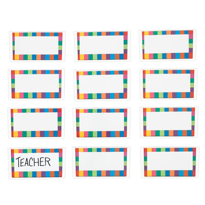 Really Good Stuff Basket & Bin Label Holders with Labels, 12-Pack | Storage for Classroom Organization, Plastic Label Clip & Holder for Baskets, Clear & Durable