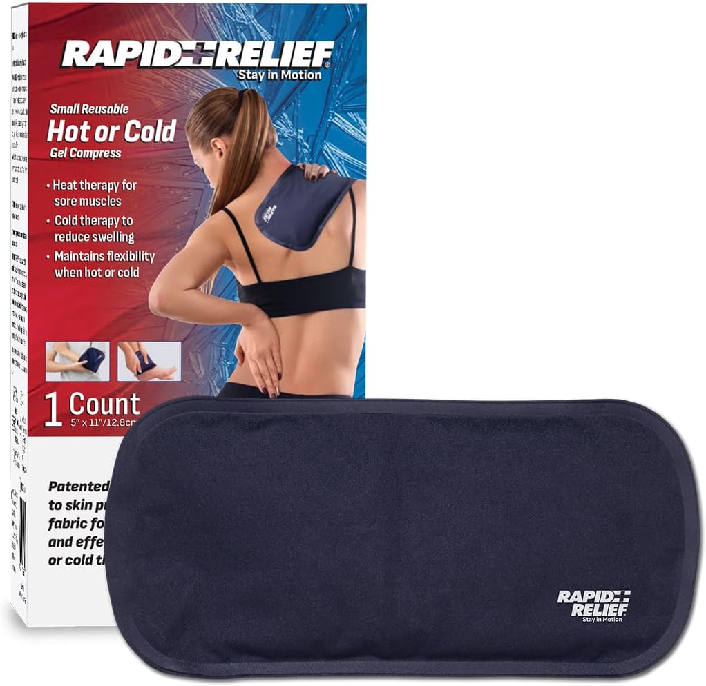 Rapid Relief Hot or Cold Gel Compress, 5x11 Ice Pack for Pain Relief Injury