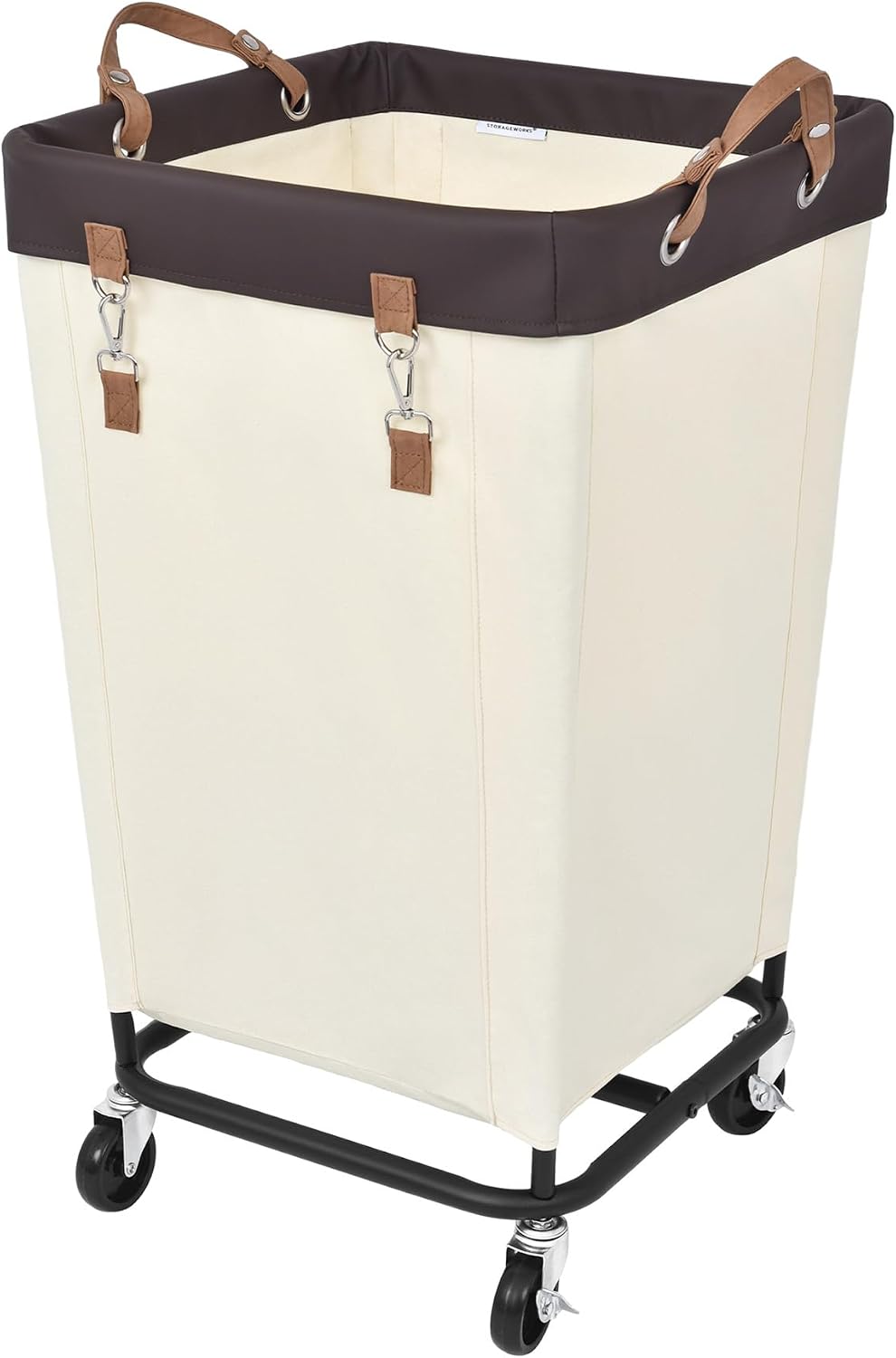 StorageWorks 160L Laundry Basket with Wheels, Rolling Hampers for Clothing | Beige Laundry Basket with Wheels, Metal Frame & Handles, Rolling Hamper for Bedroom, Bathroom, Dorm, Hotel