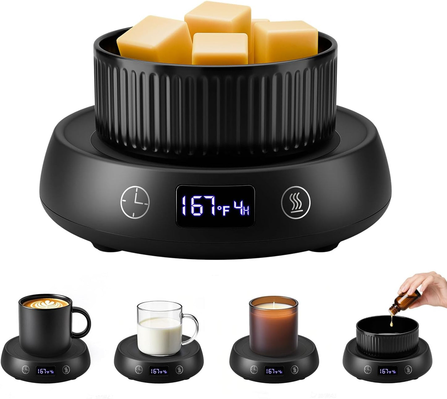 Coffee Mug Warmer for Desk Timer Candle Warmer Lamp Scented Wax Melt Melter | Smart Heated Electric Tea Coffee Cup Candle Wax Melter Warmer Plate for Home Office, 1-9H Auto Shut Off, Coffee Lover Gifts