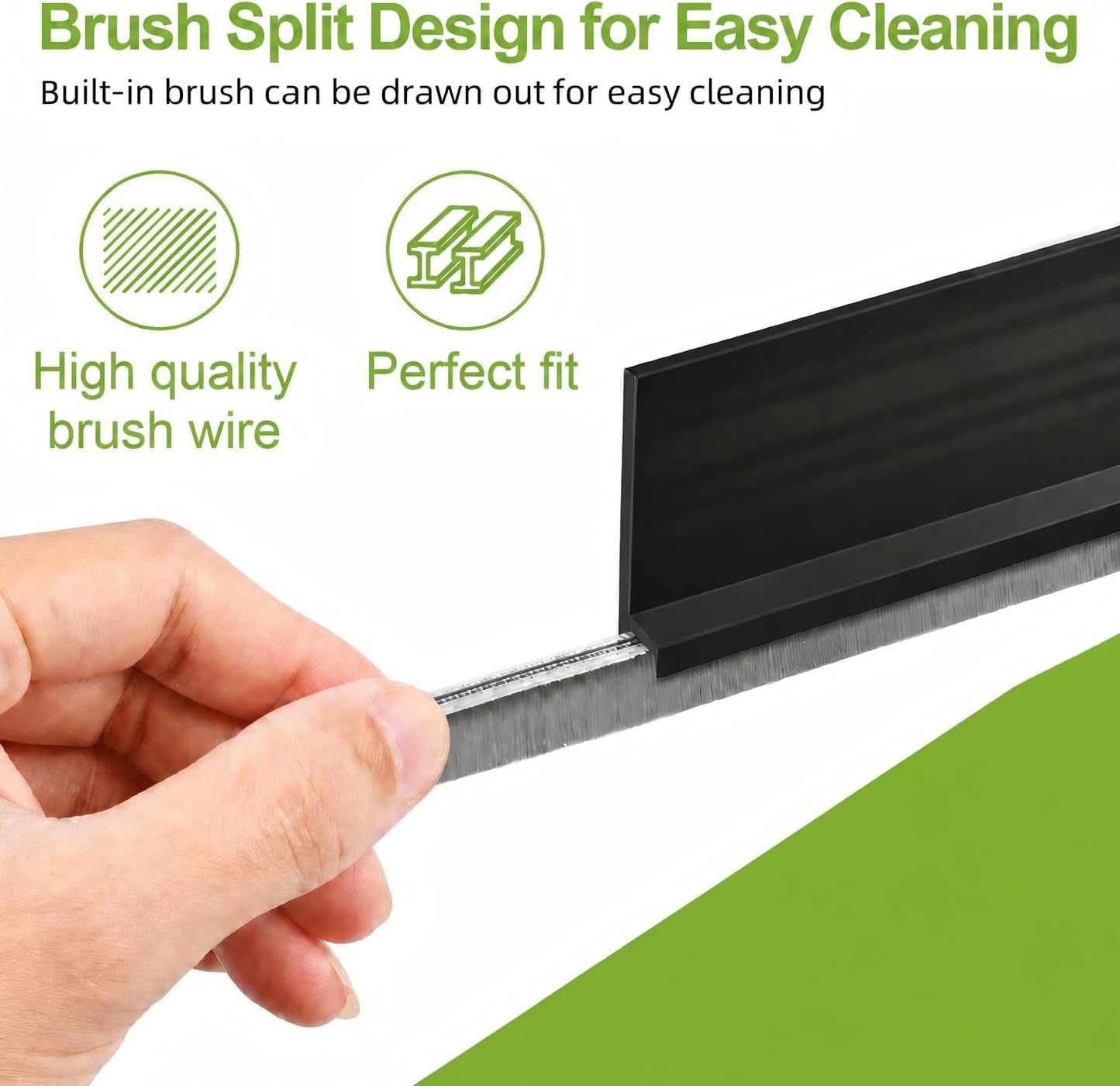 2 PCS Brush Door Sweep, Draft Stoppers Bottom, 2" W x 39" L, Black | No Residue, Strong Adhesive Draft Stopper with Brush for Interior Door, Bottom Seal Strip for Protection Against Bug, Dust