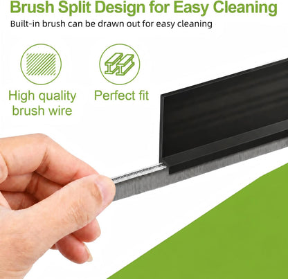 2 PCS Brush Door Sweep, Draft Stoppers Bottom, 2" W x 39" L, Black | No Residue, Strong Adhesive Draft Stopper with Brush for Interior Door, Bottom Seal Strip for Protection Against Bug, Dust