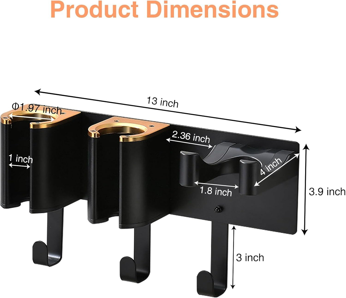 Hair Tool Organizer, Curling Iron Holder, Countertop/Wall Mount | Hair Brush & Spray Organizer, Hot Tools Holder for Vanity Bathroom, Under Sink/Adhesive/Screw Mount, Acrylic, Clear