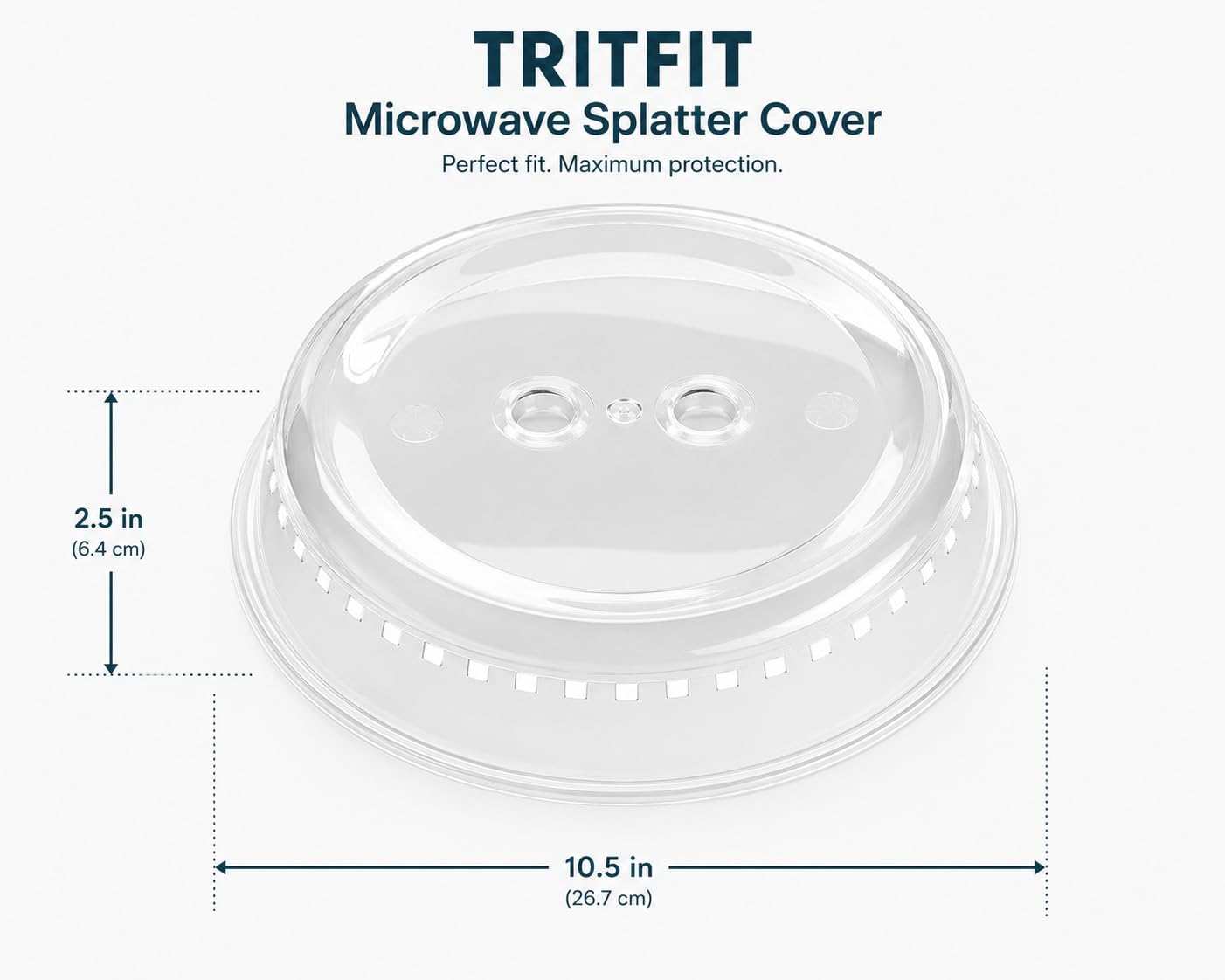 Microwave Splatter Cover 10.5" BPA-Free Lid with Vents. | Classic Design, Easy to pick-up, Dishwasher safe (Top rack).
