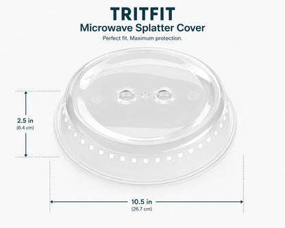 Microwave Splatter Cover 10.5" BPA-Free Lid with Vents. | Classic Design, Easy to pick-up, Dishwasher safe (Top rack).
