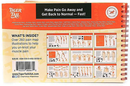 Tiger Tail Bundle: 18in Portable Massage Stick Portable Roller + Happy Muscles Book