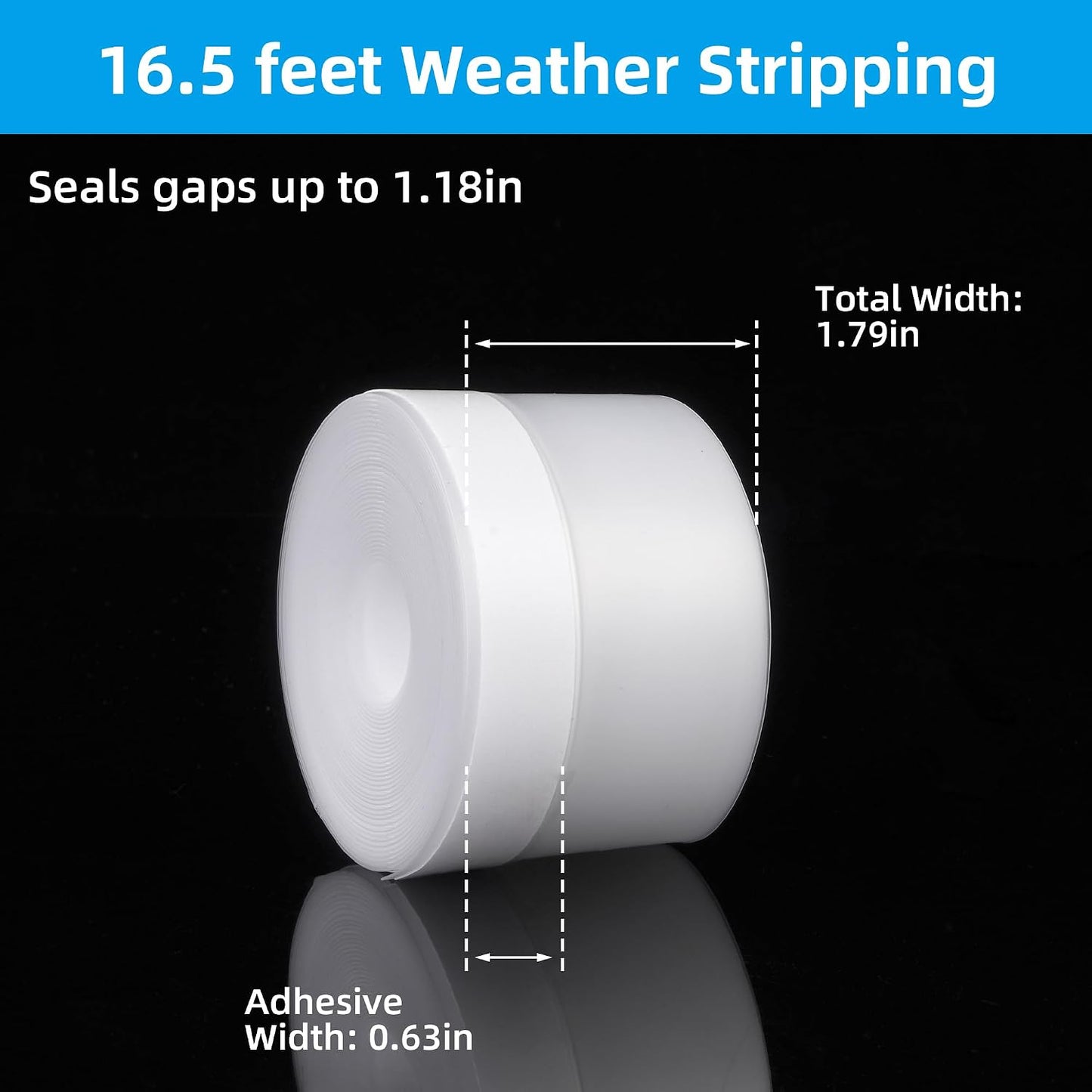 Clear Silicone Weather Stripping Seal Door Tape - Strong Adhesive Door & Window Seal Strip for Draft Stopper, Dustproof | Peel & Stick, Removable, No-Residue [33Feet x 45mm]