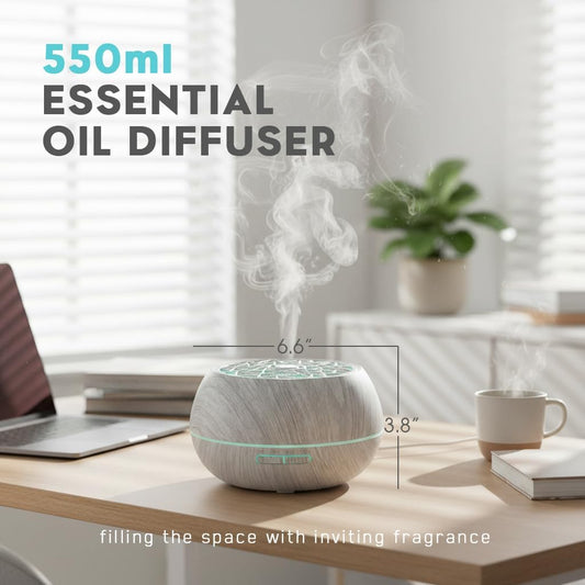 550ml Large Capacity Essential Oil Diffuser with 6 Essential Oils