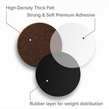 16 Heavy-Duty Felt Furniture Pads 2” 1/4” Thick X-Protector Round Felt Pads | Furniture Feet - The Best Felt Floor Protectors for Furniture to Prevent Scratches. Protect Your Hard Floor! (Beige)