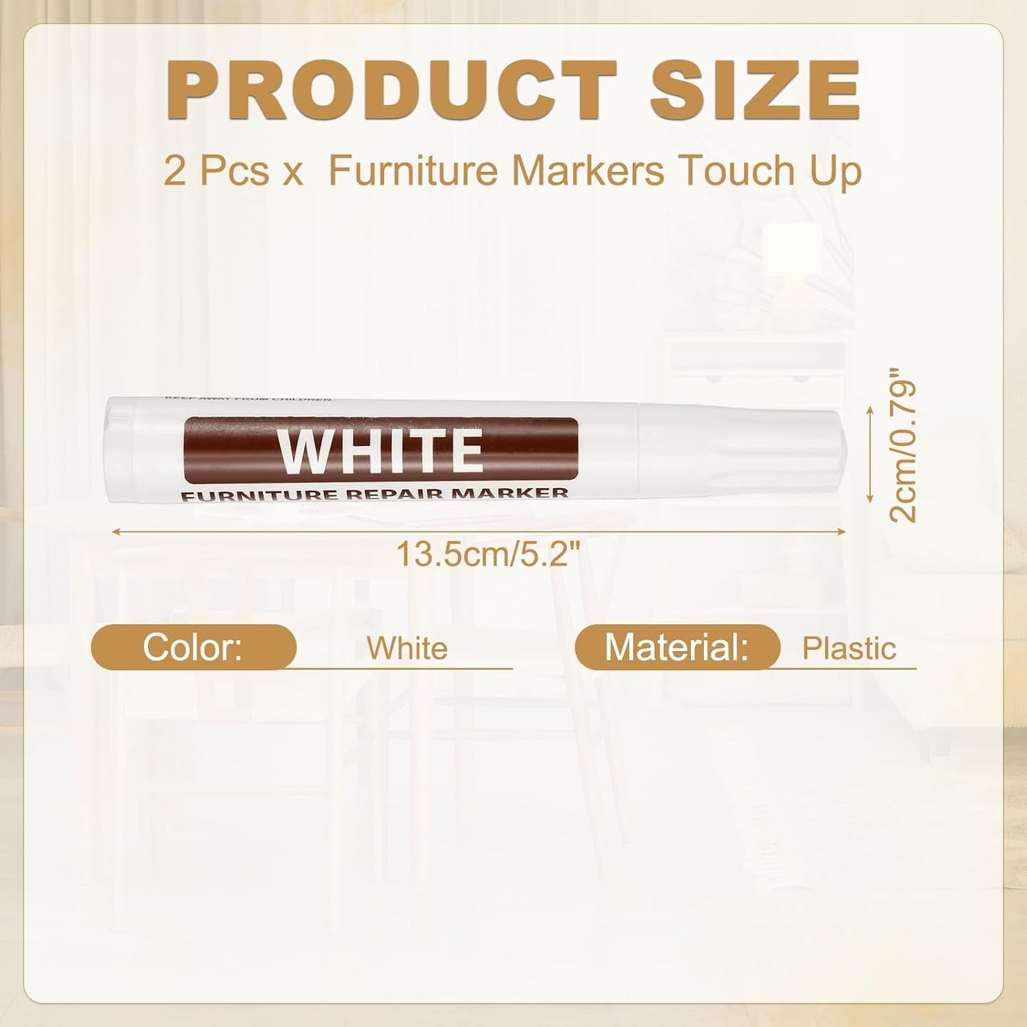 PATIKIL 2Pcs Furniture Markers Touch Up, Furniture Repair Kit Wood Markers for Scratches Wood Floor Holes Tables, White