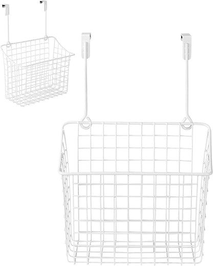 Spectrum Hanging Baskets for Organizing (Large, Satin Nickel) - Grid Over the Cabinet Wire Basket for Kitchen or Bathroom - Door Hanging Storage Organizer for Cleaning Supplies, Washcloths, & Towels
