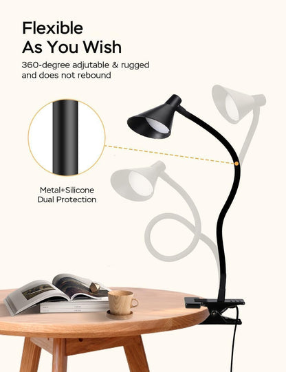 Clip on Light, Eye Care Reading Lights for Books in Bed 3 Color Modes & 10 Brightness Clip on Lamp Reading Book in Bed with Auto Timer, Reading Light for Bed Headboard Desk Bedside Dorm - Pink