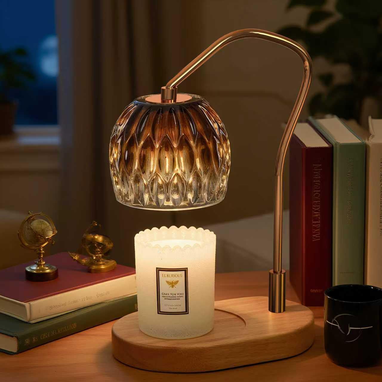 Modern Minimalist Wax Warmer for Jar Candles, Timer & Dimmer | Modern minimalist style. Timer & dimmer safe melt. 2 bulbs & heat-proof base. Perfect for living room, bedroom, or office.