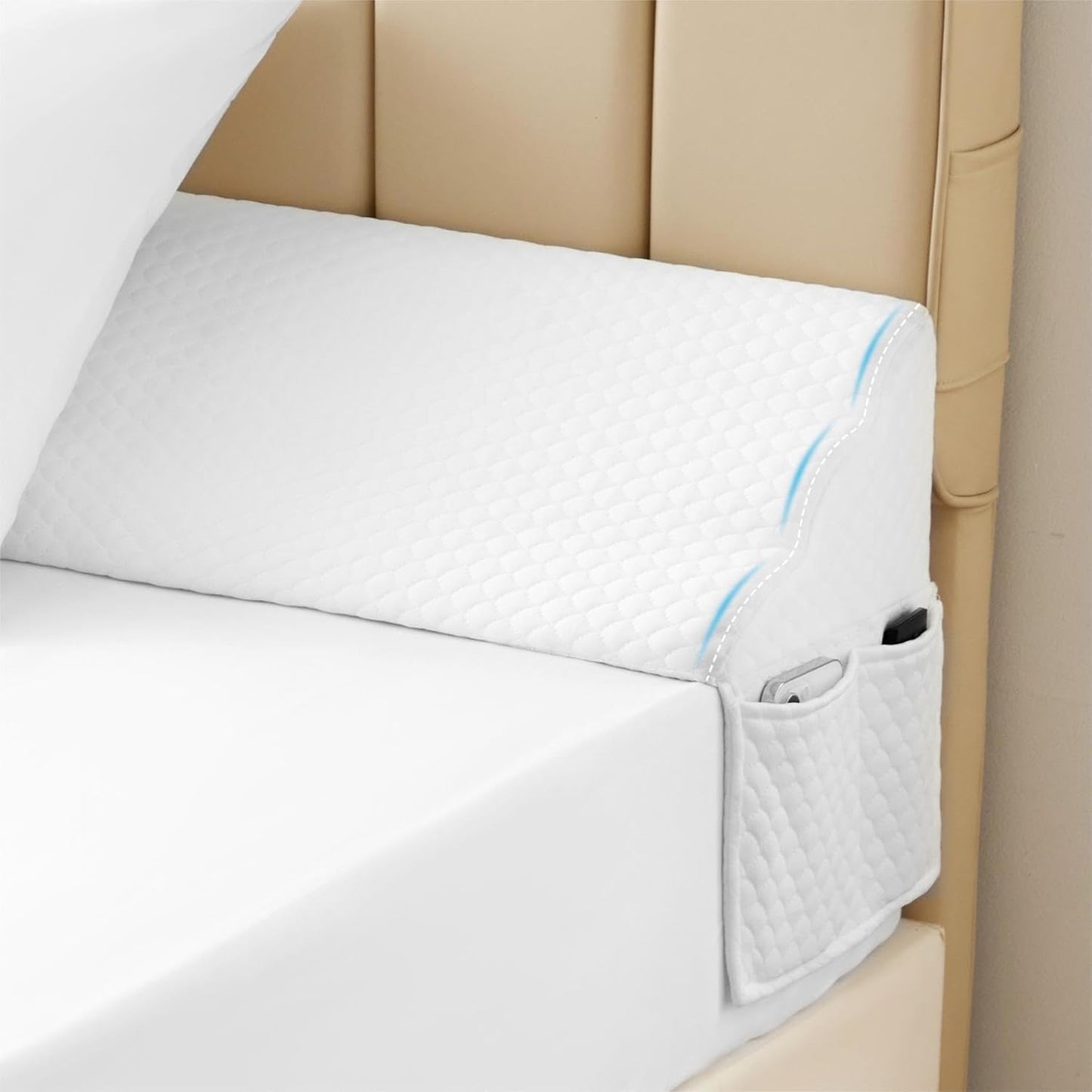 MEGCXIT King Bed Wedge Pillow for Headboard, 76"×10"×6", White | Bed Gap Filler, Triangle Pillow Wedge for Headboard Gap, Bolster Pillows for Beds, Anti-Slip Mattress Wedge Gap Filler
