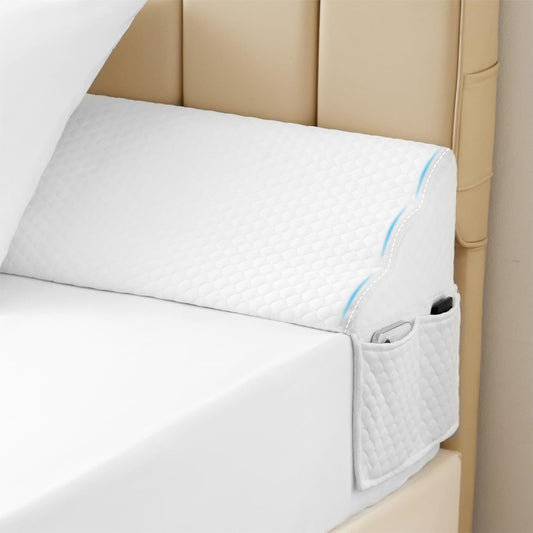 MEGCXIT King Bed Wedge Pillow for Headboard, 76"×10"×6", White | Bed Gap Filler, Triangle Pillow Wedge for Headboard Gap, Bolster Pillows for Beds, Anti-Slip Mattress Wedge Gap Filler