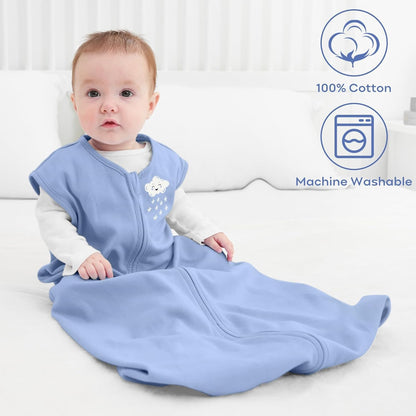 Yoofoss Baby Sleep Sack 0-6 Months Wearable Blanket for Babies 100% Organic Cotton 2-Way Zipper TOG 0.5 Toddler Sleeping Sack 3 Pack, Sleep Sacks