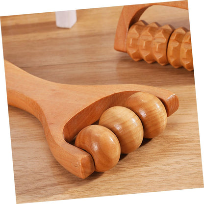 2Pcs Wooden Body Roller Massage Tool for Muscle Relief Neck Foot Shoulder Manual Muscle Roller for Home Office Travel
