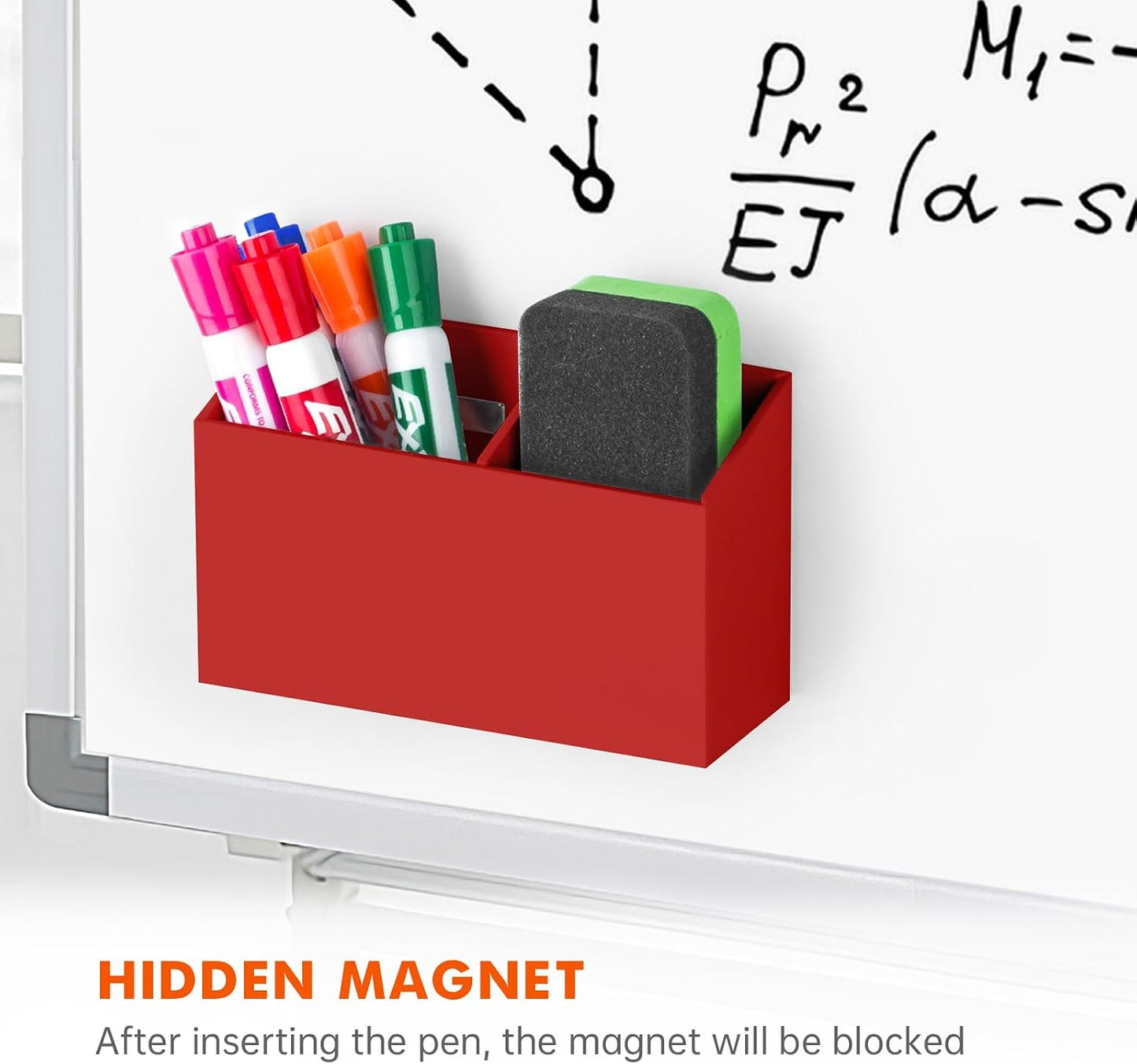BEYGORM Magnetic Dry Erase Marker Holder for Whiteboard & Refrigerator | Non-slip Acrylic Pen Holder for Classroom, Fridge Magnet, Locker Organizer Accessories, Teacher & School Supplies(Black)