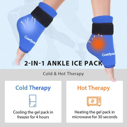 Comfpack Ankle Ice Pack Wrap - Reusable Hot & Cold Therapy | Flexible gel wrap for 360° foot pain relief, perfect for plantar fasciitis & sprains.