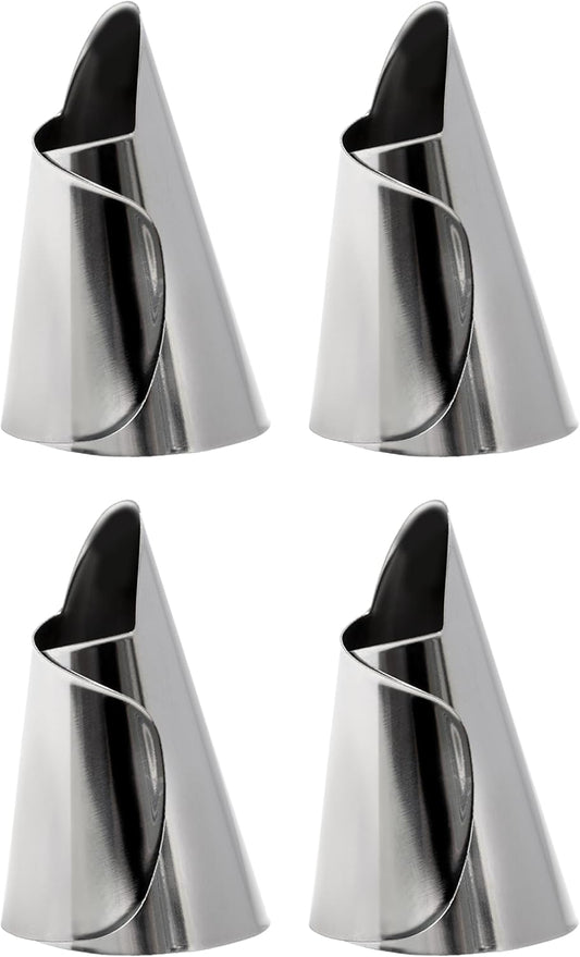 Stainless Steel Finger Protector for Cutting & Stripping Beans, Pistachios - Kitchen Finger Guards for Cutting and Stripping Nuts - Metal Nail Protection Cover, 4 Pcs