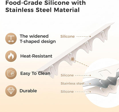 Silicone Stove Gap Covers with Stainless Steel, Oven Gap Filler Seals Gaps Between Stovetop and Counter, Stove Gap Guards Range Trim Kit, Easy to Clean Stove Gap Guard (Black 2 Pack,25")