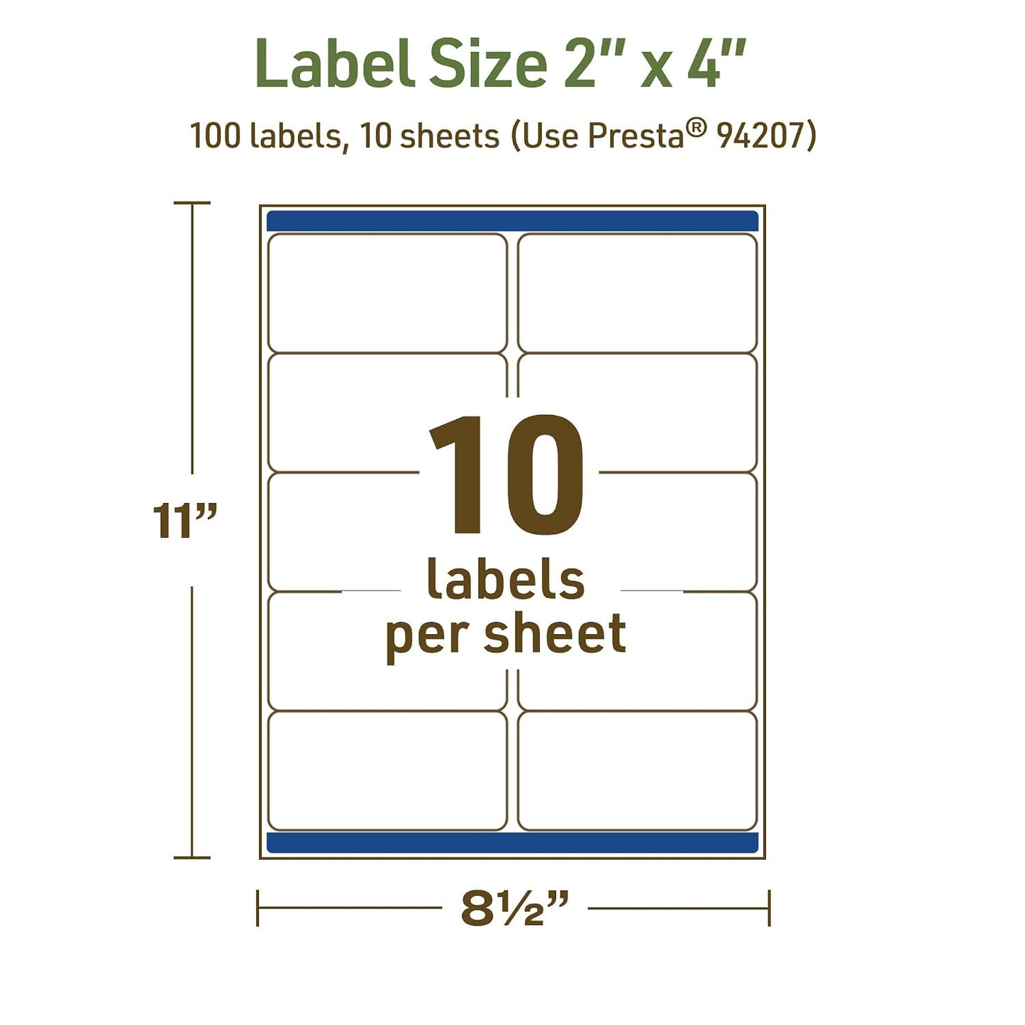 Avery Dissolvable Rectangle Labels, Sure Feed Technology, 2" x 4", Matte White, Laser/Inkjet Printable, 100 Labels Total, Freezer-Safe, Microwave-Safe, Refrigerator-Safe