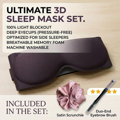 3D Contour Sleep Mask, 100% Blackout, Zero Eye Pressure