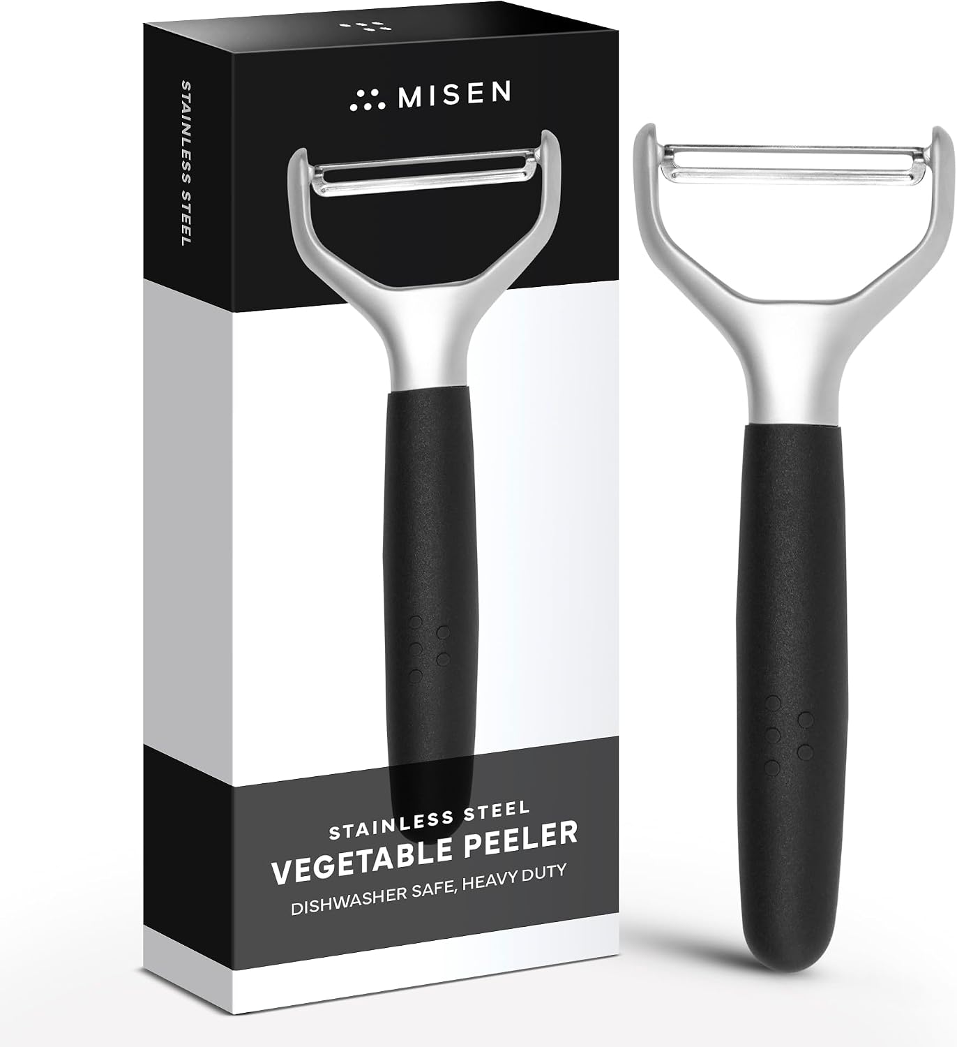 Misen Stainless Steel Vegetable Peeler - Dishwasher Safe Y Peeler - Easy to Use with Potatoes, Cabbage, Carrots, and More - Progessional Grade Kitchen Tool - Gray