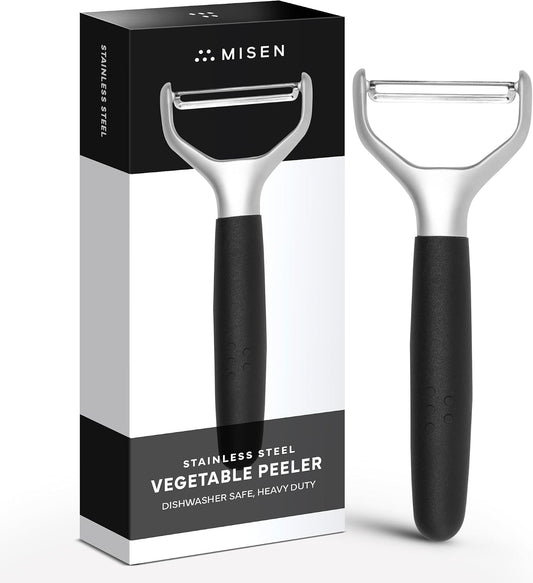 Misen Stainless Steel Vegetable Peeler - Dishwasher Safe Y Peeler - Easy to Use with Potatoes, Cabbage, Carrots, and More - Progessional Grade Kitchen Tool - Gray