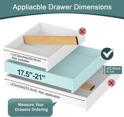 Kitchen Drawer Dividers 4 Pack Adjustable Bamboo Drawer Organizer | 17-22" Adjustable, Spring Loaded, Expandable Utensil Organizer, Works in Kitchen, Dresser, Bathroom, Bedroom, Closet
