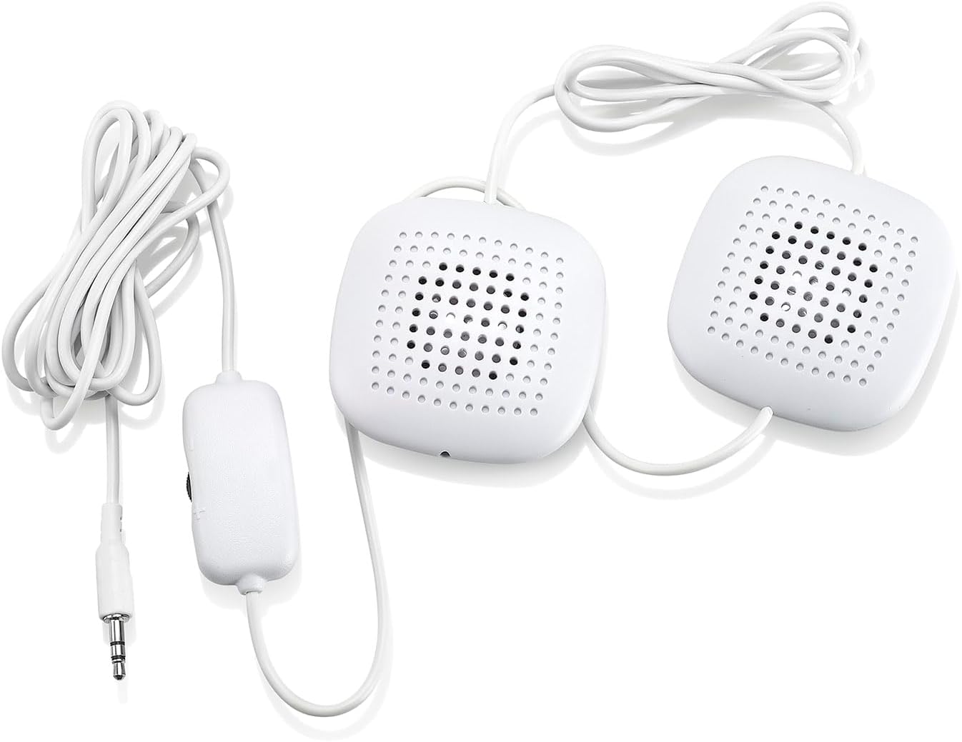 Sound Oasis Pillow Speakers, 2 UltraThin Stereo Speakers, Volume Control, Surround Sound for Music, Sleep, Tinnitus Masking, Connect to External Sound Source with 1/8" 3.5mm Headphone Jack Plug, White