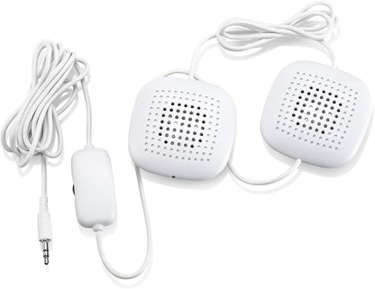 Sound Oasis Pillow Speakers, 2 UltraThin Stereo Speakers, Volume Control, Surround Sound for Music, Sleep, Tinnitus Masking, Connect to External Sound Source with 1/8" 3.5mm Headphone Jack Plug, White