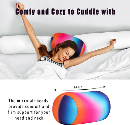 Squishy Microbead Neck Pillow, 7Inch x 12Inch Soft Travel Body Bed Pillow Bean Pillow for Kids Adult Chair Sleeping Car Seat, Fun Dormroom (Sky Blue)