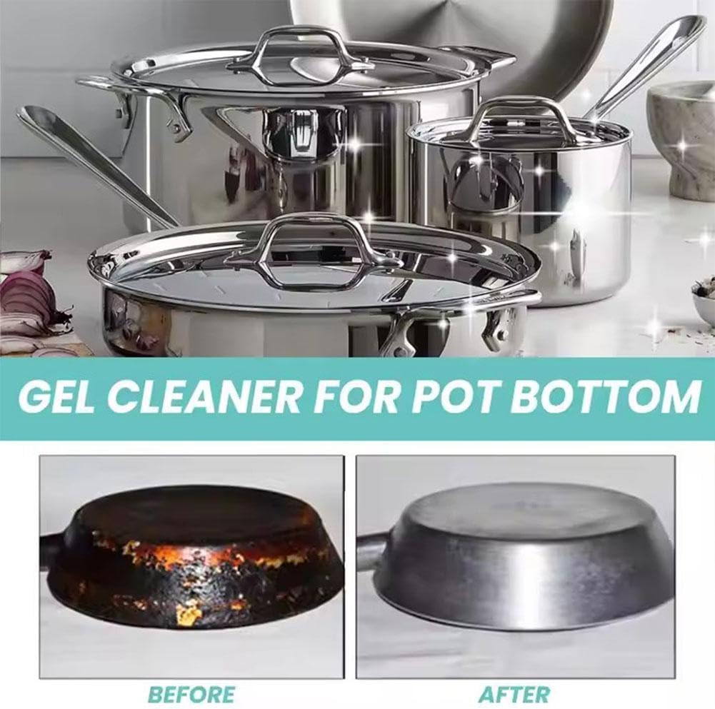 Magic Gel Cleaner for Pots and Pans,Black Pot Bottom Cleaning Gel,Pot Gel Cleaner for Burned Bottoms,Kitchen Rust Remover Polishing Cleaner,Cleaning Effortless for Burned Bottoms Stubborn Stains