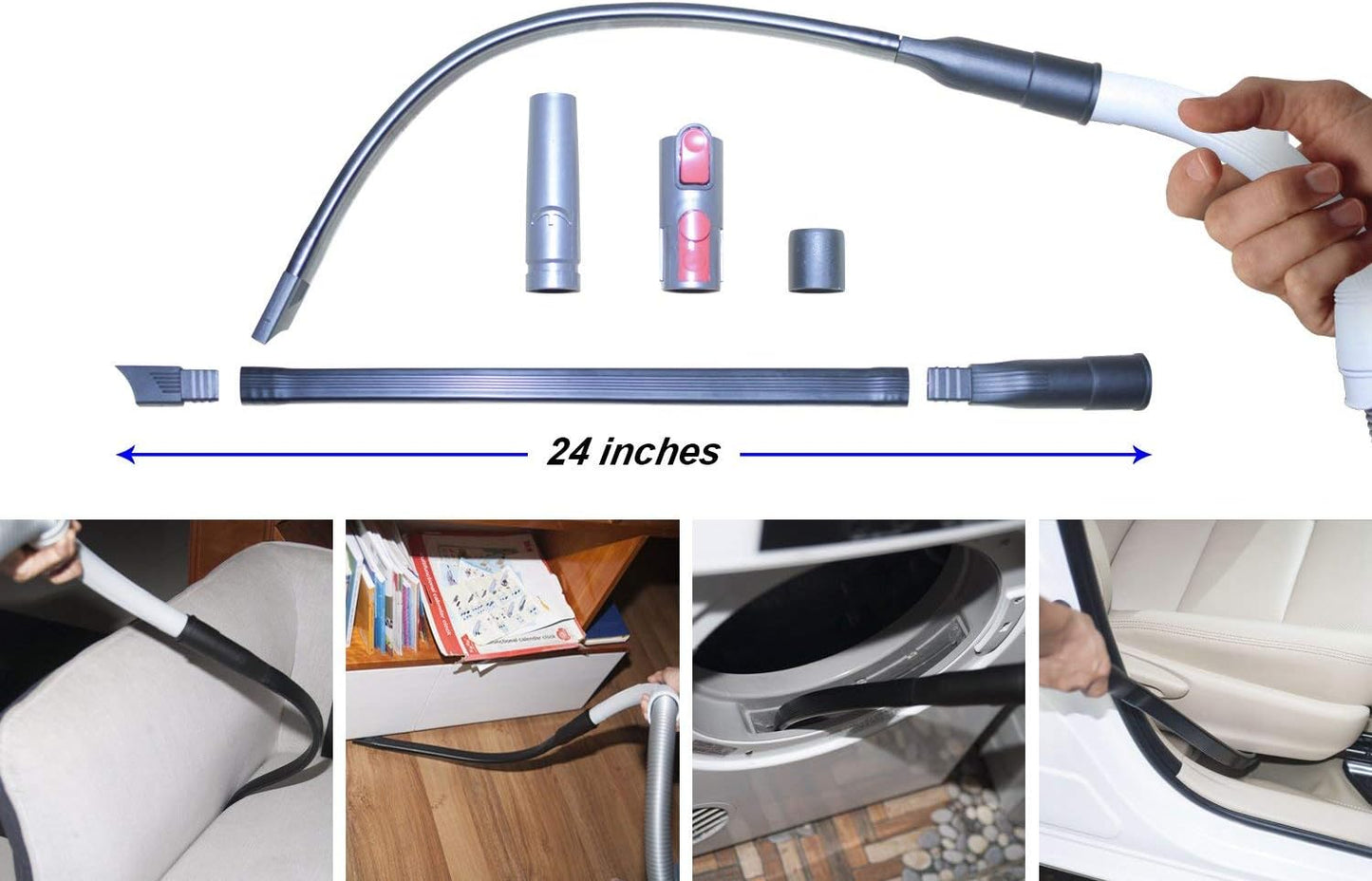 Dryer Vent Cleaner Kit & Refrigerator Condenser Coil Brush-Dryer Lint Brush Vent Trap Cleaner-Vacuum Attachment for Small Crevice-Dryer Cleaner Brush