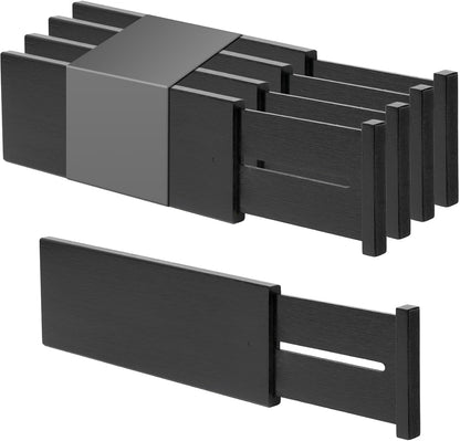 Utoplike 4 Pcs Bamboo Kitchen Drawer Dividers, Large Drawers Organizers | Adjustable Spring Loaded Expandable Organization, Works in Dresser, Bathroom, Bedroom, Office, Fit 17.8"-20.6" Drawer, 2.4"H